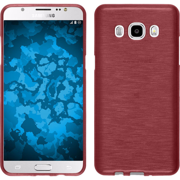 PhoneNatic Case kompatibel mit Samsung Galaxy J5 (2016) J510 - rosa Silikon Hülle brushed + 2 Schutzfolien