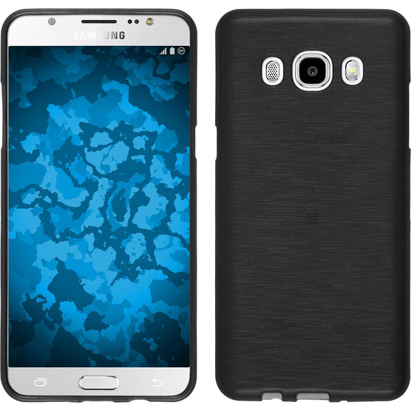 PhoneNatic Case kompatibel mit Samsung Galaxy J5 (2016) J510 - silber Silikon Hülle brushed + 2 Schutzfolien