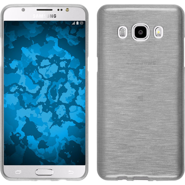 PhoneNatic Case kompatibel mit Samsung Galaxy J5 (2016) J510 - weiß Silikon Hülle brushed + 2 Schutzfolien