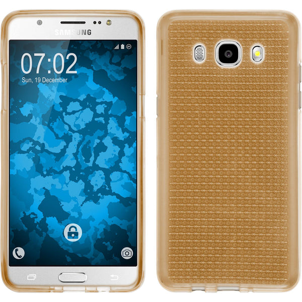 PhoneNatic Case kompatibel mit Samsung Galaxy J5 (2016) J510 - gold Silikon Hülle Iced + 2 Schutzfolien