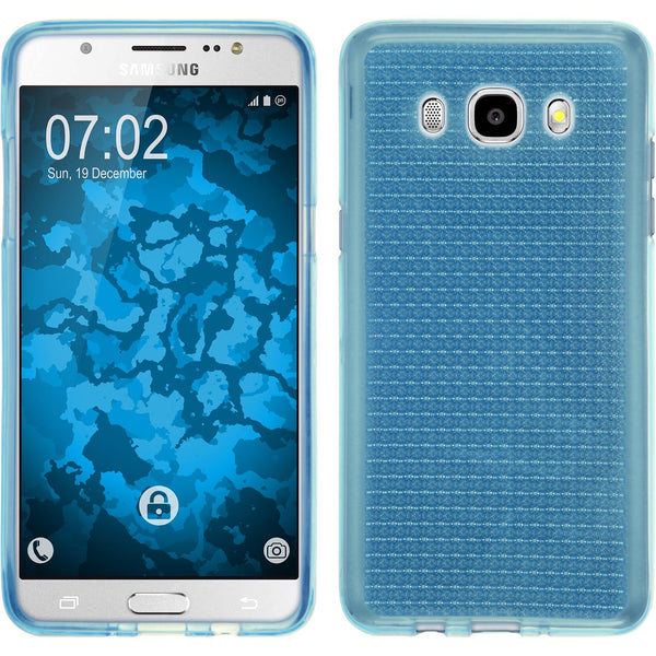 PhoneNatic Case kompatibel mit Samsung Galaxy J5 (2016) J510 - hellblau Silikon Hülle Iced + 2 Schutzfolien