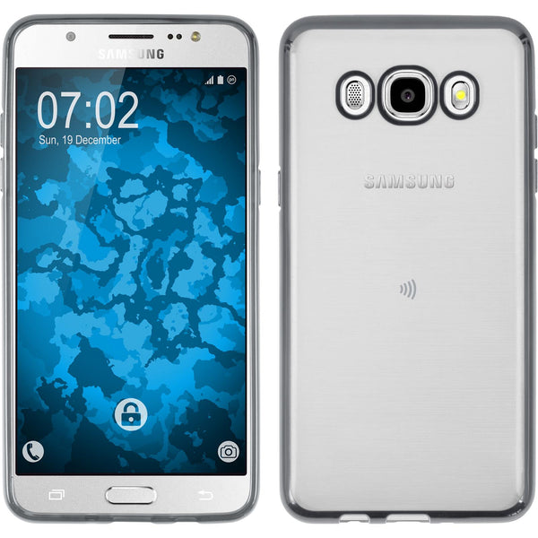 PhoneNatic Case kompatibel mit Samsung Galaxy J5 (2016) J510 - grau Silikon Hülle Slim Fit + 2 Schutzfolien