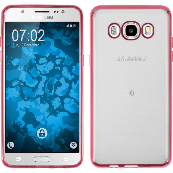 PhoneNatic Case kompatibel mit Samsung Galaxy J5 (2016) J510 - pink Silikon Hülle Slim Fit + 2 Schutzfolien