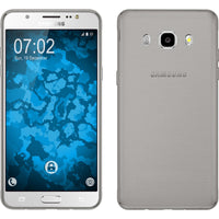 PhoneNatic Case kompatibel mit Samsung Galaxy J5 (2016) J510 - grau Silikon Hülle Slimcase + 2 Schutzfolien