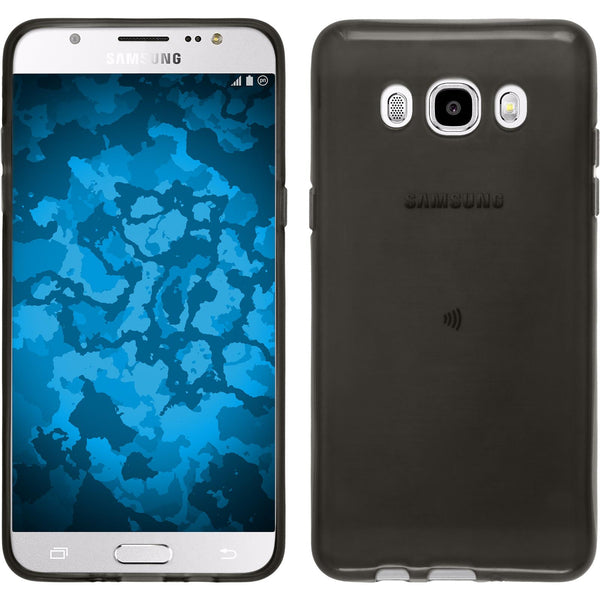 PhoneNatic Case kompatibel mit Samsung Galaxy J5 (2016) J510 - schwarz Silikon Hülle transparent + 2 Schutzfolien