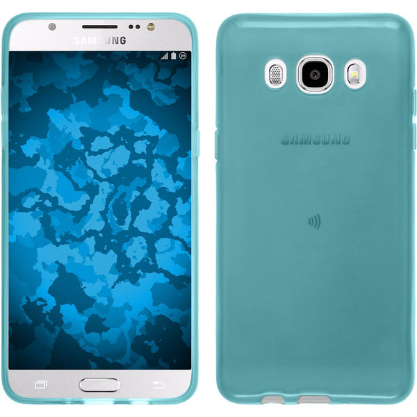 PhoneNatic Case kompatibel mit Samsung Galaxy J5 (2016) J510 - türkis Silikon Hülle transparent + 2 Schutzfolien