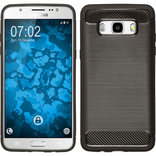 PhoneNatic Case kompatibel mit Samsung Galaxy J5 (2016) J510 - grau Silikon Hülle Ultimate + 2 Schutzfolien
