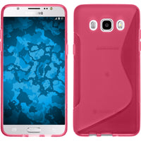 PhoneNatic Case kompatibel mit Samsung Galaxy J5 (2016) J510 - pink Silikon Hülle S-Style + 2 Schutzfolien