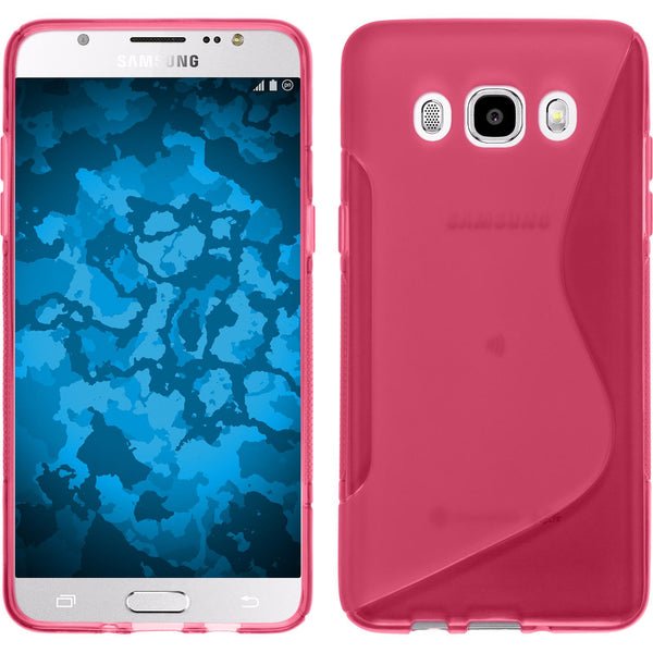 PhoneNatic Case kompatibel mit Samsung Galaxy J5 (2016) J510 - pink Silikon Hülle S-Style + 2 Schutzfolien