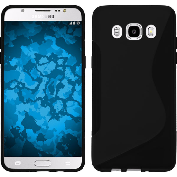 PhoneNatic Case kompatibel mit Samsung Galaxy J5 (2016) J510 - schwarz Silikon Hülle S-Style + 2 Schutzfolien