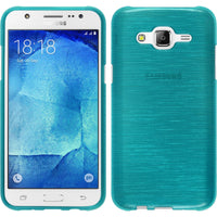 PhoneNatic Case kompatibel mit Samsung Galaxy J7 (2015 / J700) - blau Silikon Hülle brushed + 2 Schutzfolien