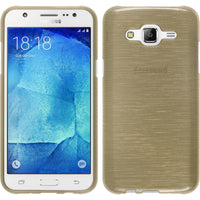 PhoneNatic Case kompatibel mit Samsung Galaxy J7 (2015 / J700) - gold Silikon Hülle brushed + 2 Schutzfolien