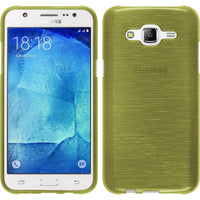 PhoneNatic Case kompatibel mit Samsung Galaxy J7 (2015 / J700) - pastellgrün Silikon Hülle brushed + 2 Schutzfolien