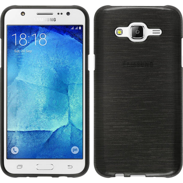 PhoneNatic Case kompatibel mit Samsung Galaxy J7 (2015 / J700) - silber Silikon Hülle brushed + 2 Schutzfolien