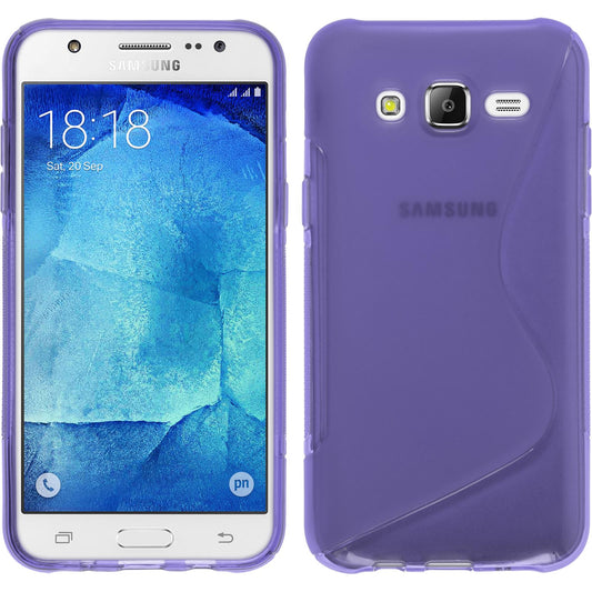 PhoneNatic Case kompatibel mit Samsung Galaxy J7 (2015 / J700) - lila Silikon Hülle S-Style + 2 Schutzfolien