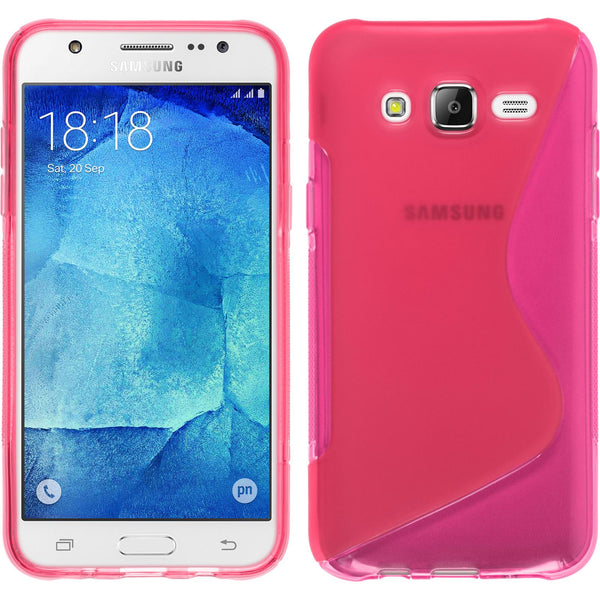 PhoneNatic Case kompatibel mit Samsung Galaxy J7 (2015 / J700) - pink Silikon Hülle S-Style + 2 Schutzfolien
