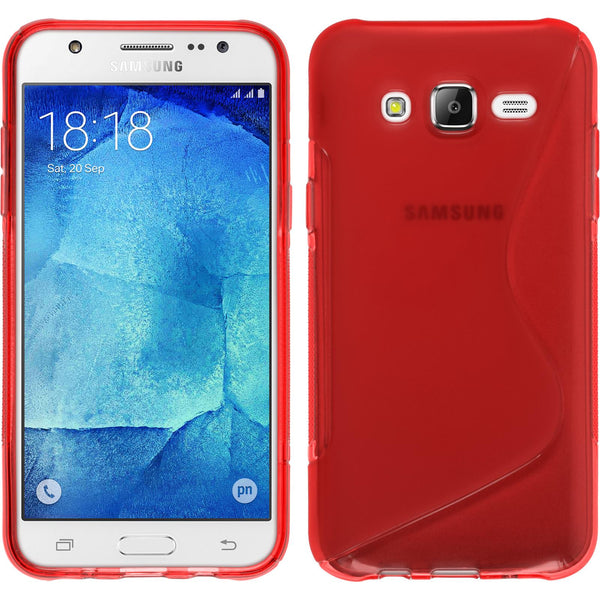 PhoneNatic Case kompatibel mit Samsung Galaxy J7 (2015 / J700) - rot Silikon Hülle S-Style + 2 Schutzfolien
