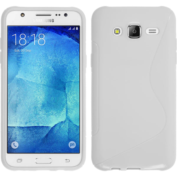 PhoneNatic Case kompatibel mit Samsung Galaxy J7 (2015 / J700) - weiß Silikon Hülle S-Style + 2 Schutzfolien