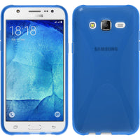 PhoneNatic Case kompatibel mit Samsung Galaxy J7 (2015 / J700) - blau Silikon Hülle X-Style + 2 Schutzfolien