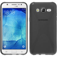 PhoneNatic Case kompatibel mit Samsung Galaxy J7 (2015 / J700) - grau Silikon Hülle X-Style + 2 Schutzfolien