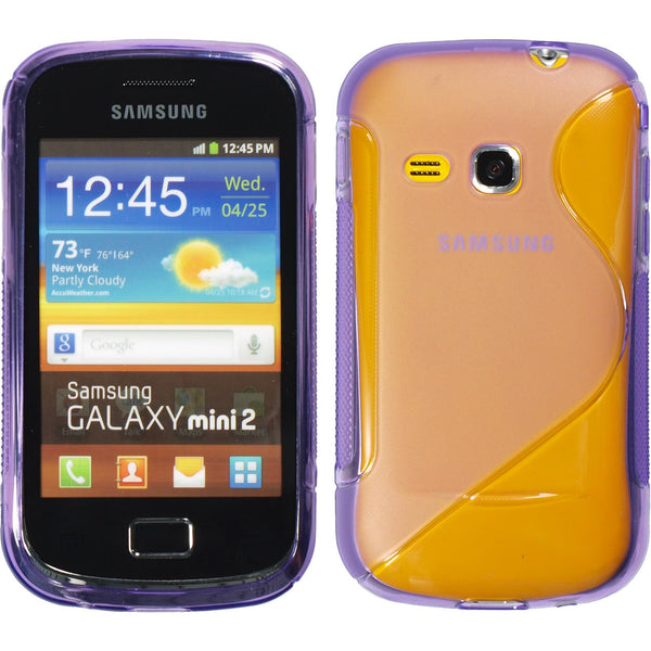 PhoneNatic Case kompatibel mit Samsung Galaxy Mini 2 - lila Silikon Hülle S-Style + 2 Schutzfolien