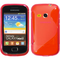 PhoneNatic Case kompatibel mit Samsung Galaxy Mini 2 - pink Silikon Hülle S-Style + 2 Schutzfolien
