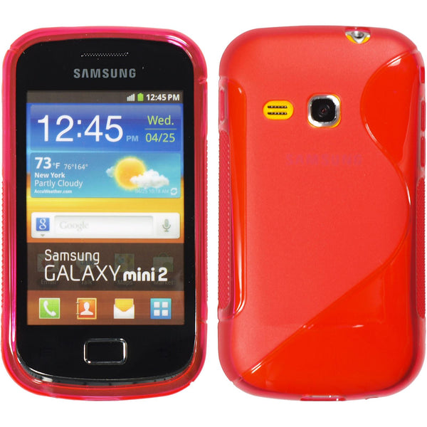 PhoneNatic Case kompatibel mit Samsung Galaxy Mini 2 - rot Silikon Hülle S-Style + 2 Schutzfolien