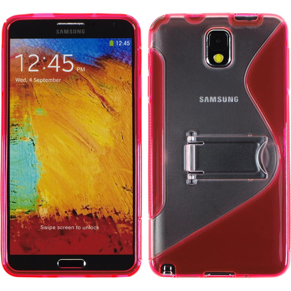 PhoneNatic Case kompatibel mit Samsung Galaxy Note 3 - pink Silikon Hülle Aufstellbar + 2 Schutzfolien