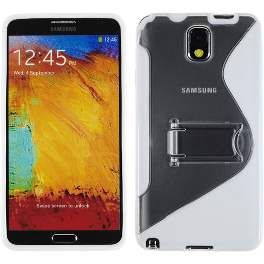 PhoneNatic Case kompatibel mit Samsung Galaxy Note 3 - weiﬂ Silikon Hülle Aufstellbar + 2 Schutzfolien