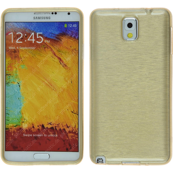 PhoneNatic Case kompatibel mit Samsung Galaxy Note 3 - gold Silikon Hülle brushed + 2 Schutzfolien