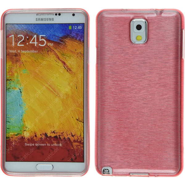 PhoneNatic Case kompatibel mit Samsung Galaxy Note 3 - rosa Silikon Hülle brushed + 2 Schutzfolien