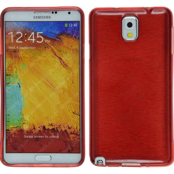 PhoneNatic Case kompatibel mit Samsung Galaxy Note 3 - rot Silikon Hülle brushed + 2 Schutzfolien