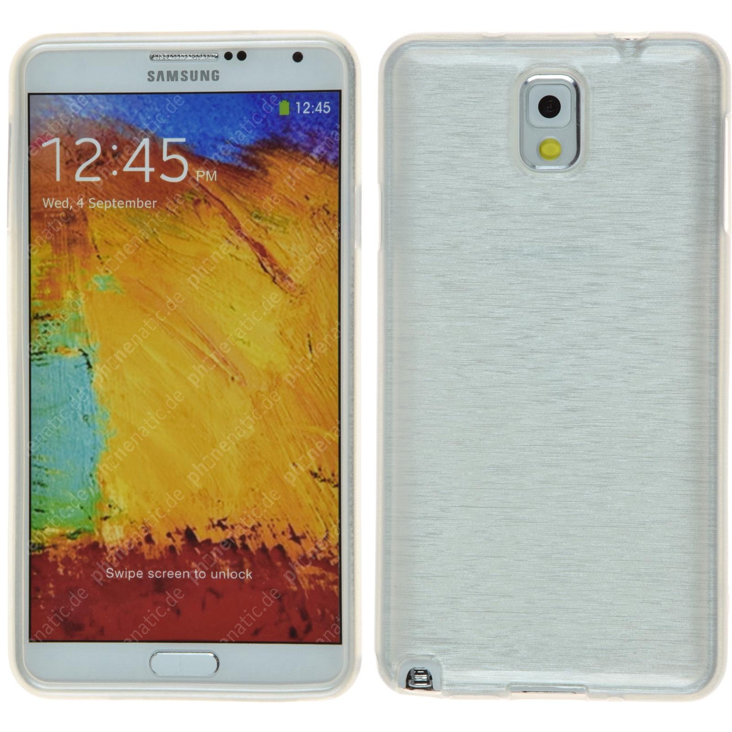 PhoneNatic Case kompatibel mit Samsung Galaxy Note 3 - weiﬂ Silikon Hülle brushed + 2 Schutzfolien