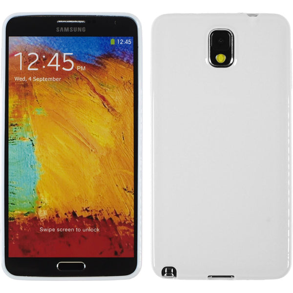 PhoneNatic Case kompatibel mit Samsung Galaxy Note 3 - weiﬂ Silikon Hülle Candy + 2 Schutzfolien