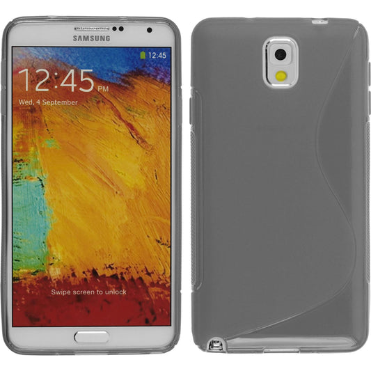 PhoneNatic Case kompatibel mit Samsung Galaxy Note 3 - grau Silikon Hülle S-Style + 2 Schutzfolien
