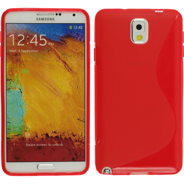 PhoneNatic Case kompatibel mit Samsung Galaxy Note 3 - rot Silikon Hülle S-Style + 2 Schutzfolien