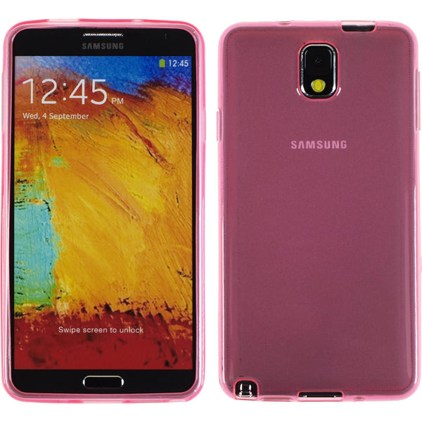 PhoneNatic Case kompatibel mit Samsung Galaxy Note 3 - rosa Silikon Hülle transparent + 2 Schutzfolien