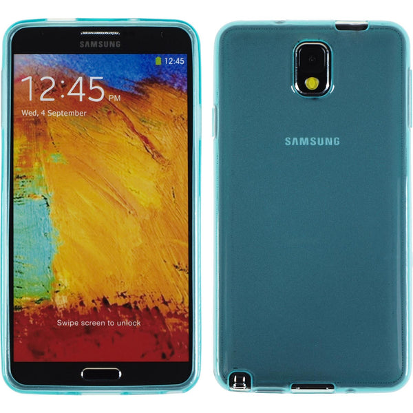 PhoneNatic Case kompatibel mit Samsung Galaxy Note 3 - türkis Silikon Hülle transparent + 2 Schutzfolien