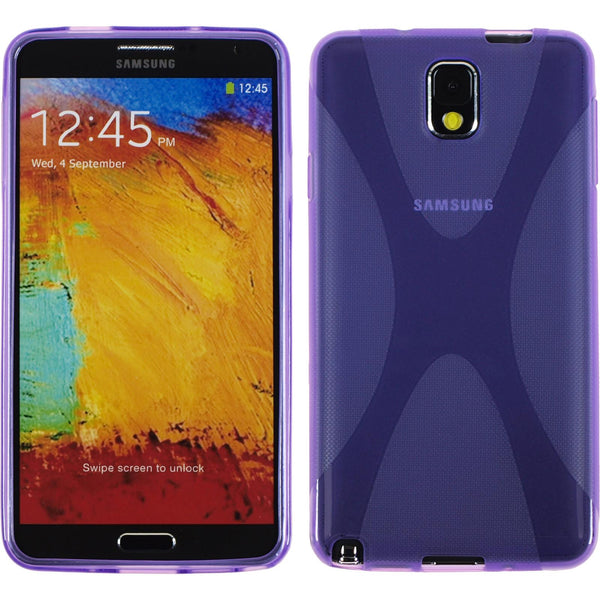 PhoneNatic Case kompatibel mit Samsung Galaxy Note 3 - lila Silikon Hülle X-Style + 2 Schutzfolien
