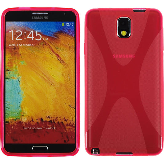 PhoneNatic Case kompatibel mit Samsung Galaxy Note 3 - pink Silikon Hülle X-Style + 2 Schutzfolien