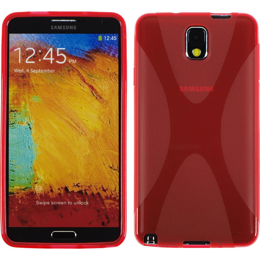PhoneNatic Case kompatibel mit Samsung Galaxy Note 3 - rot Silikon Hülle X-Style + 2 Schutzfolien