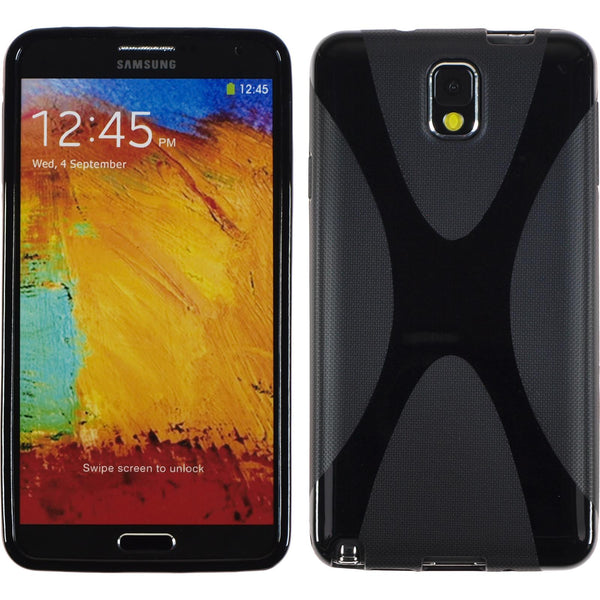 PhoneNatic Case kompatibel mit Samsung Galaxy Note 3 - schwarz Silikon Hülle X-Style + 2 Schutzfolien