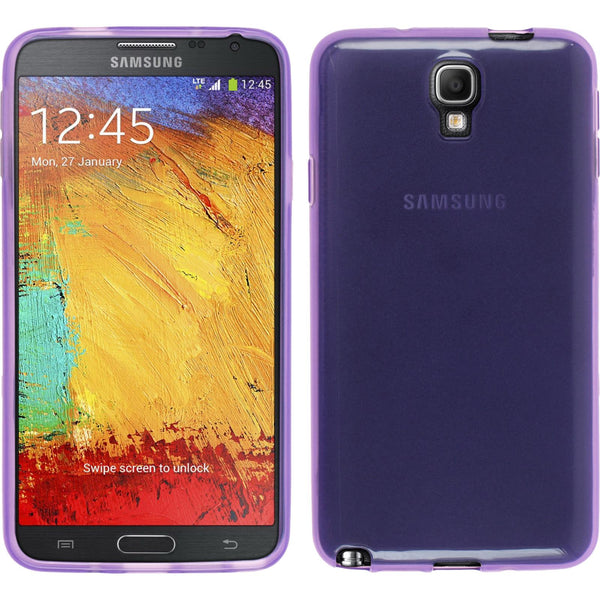 PhoneNatic Case kompatibel mit Samsung Galaxy Note 3 Neo - lila Silikon Hülle transparent Cover
