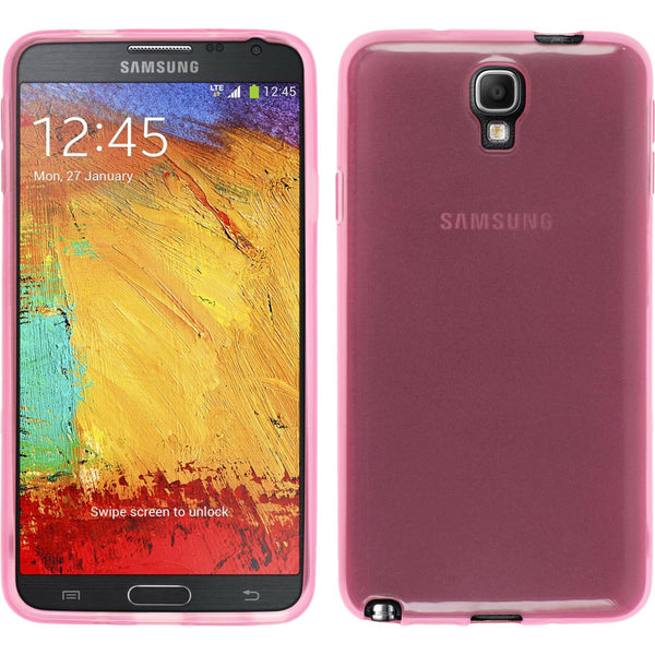 PhoneNatic Case kompatibel mit Samsung Galaxy Note 3 Neo - rosa Silikon Hülle transparent + 2 Schutzfolien