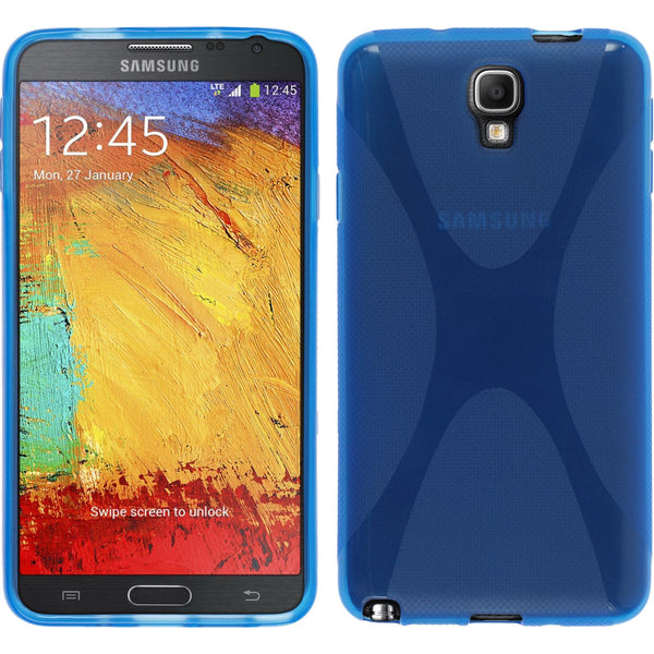 PhoneNatic Case kompatibel mit Samsung Galaxy Note 3 Neo - blau Silikon Hülle X-Style + 2 Schutzfolien