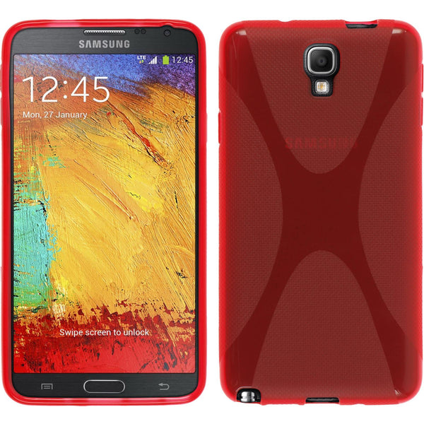 PhoneNatic Case kompatibel mit Samsung Galaxy Note 3 Neo - rot Silikon Hülle X-Style Cover