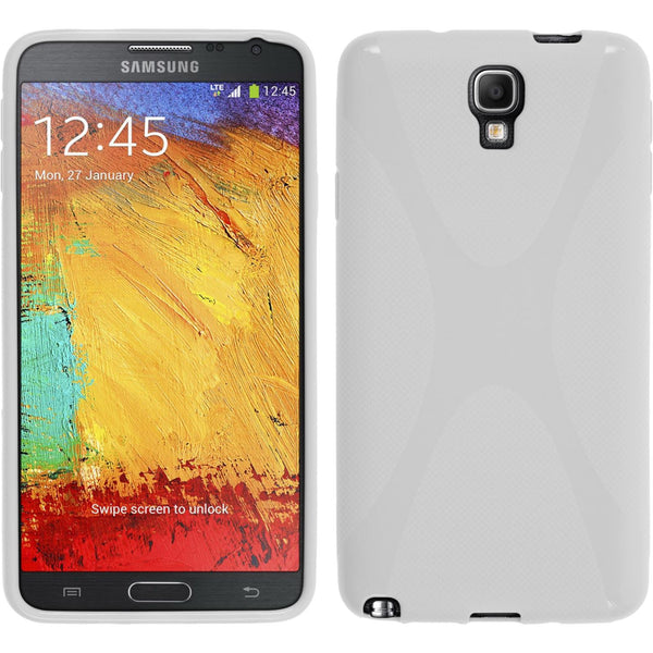 PhoneNatic Case kompatibel mit Samsung Galaxy Note 3 Neo - weiﬂ Silikon Hülle X-Style Cover