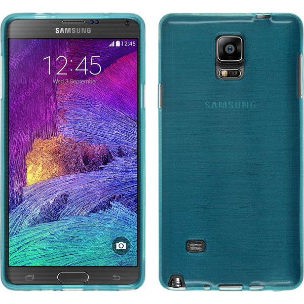 PhoneNatic Case kompatibel mit Samsung Galaxy Note 4 - blau Silikon Hülle brushed + 2 Schutzfolien