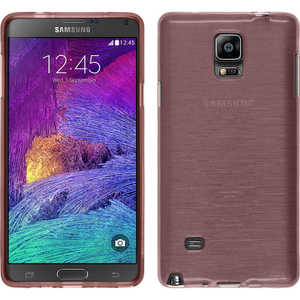 PhoneNatic Case kompatibel mit Samsung Galaxy Note 4 - rosa Silikon Hülle brushed + 2 Schutzfolien