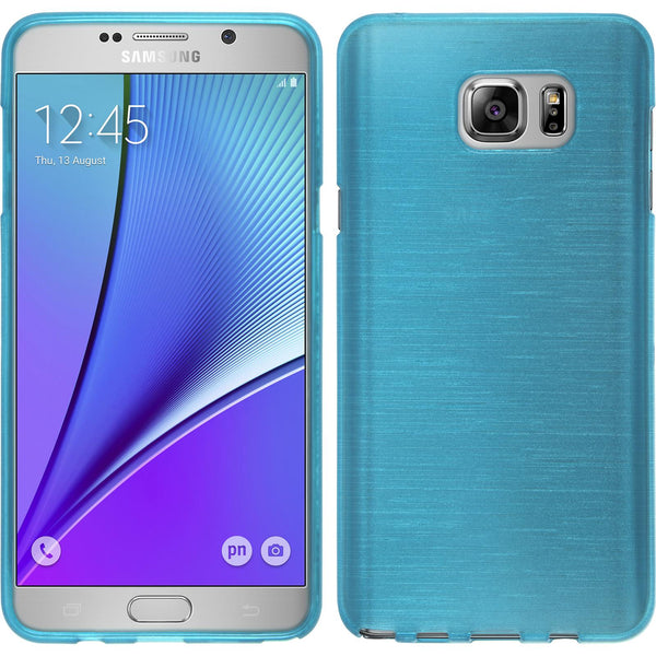 PhoneNatic Case kompatibel mit Samsung Galaxy Note 5 - blau Silikon Hülle brushed + 2 Schutzfolien